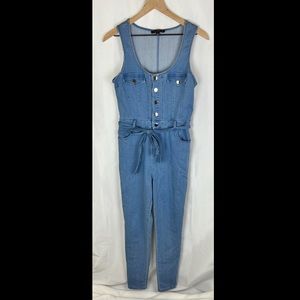 Haute Mondae Light Wash Button Front Denim Jumpsuit - US Size S